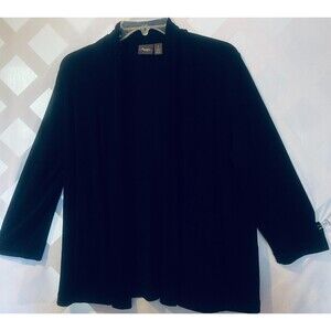 TRAVELERS by CHICO'S Black Open Front Jacket W/Pockets Minimalist Easy Care 1 M